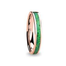 Load image into Gallery viewer, Verdant Emerald Green Opal Inlay Rose Gold Tungsten Wedding Ring