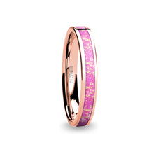 Load image into Gallery viewer, Coral Pink Opal Inlay Women&#39;s Rose Gold Tungsten Wedding Band