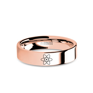 Atom Nucleus Proton Electron Engraved Rose Gold Tungsten Ring