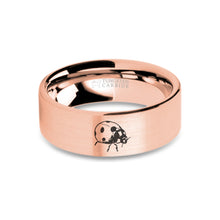 Load image into Gallery viewer, Ladybug Insect Engraved Rose Gold Tungsten Wedding Ring, Brushed