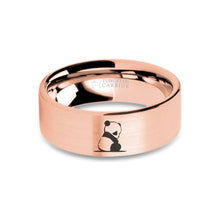 Load image into Gallery viewer, Baby Panda Cub Engraved Rose Gold Tungsten Wedding Band, Brushed
